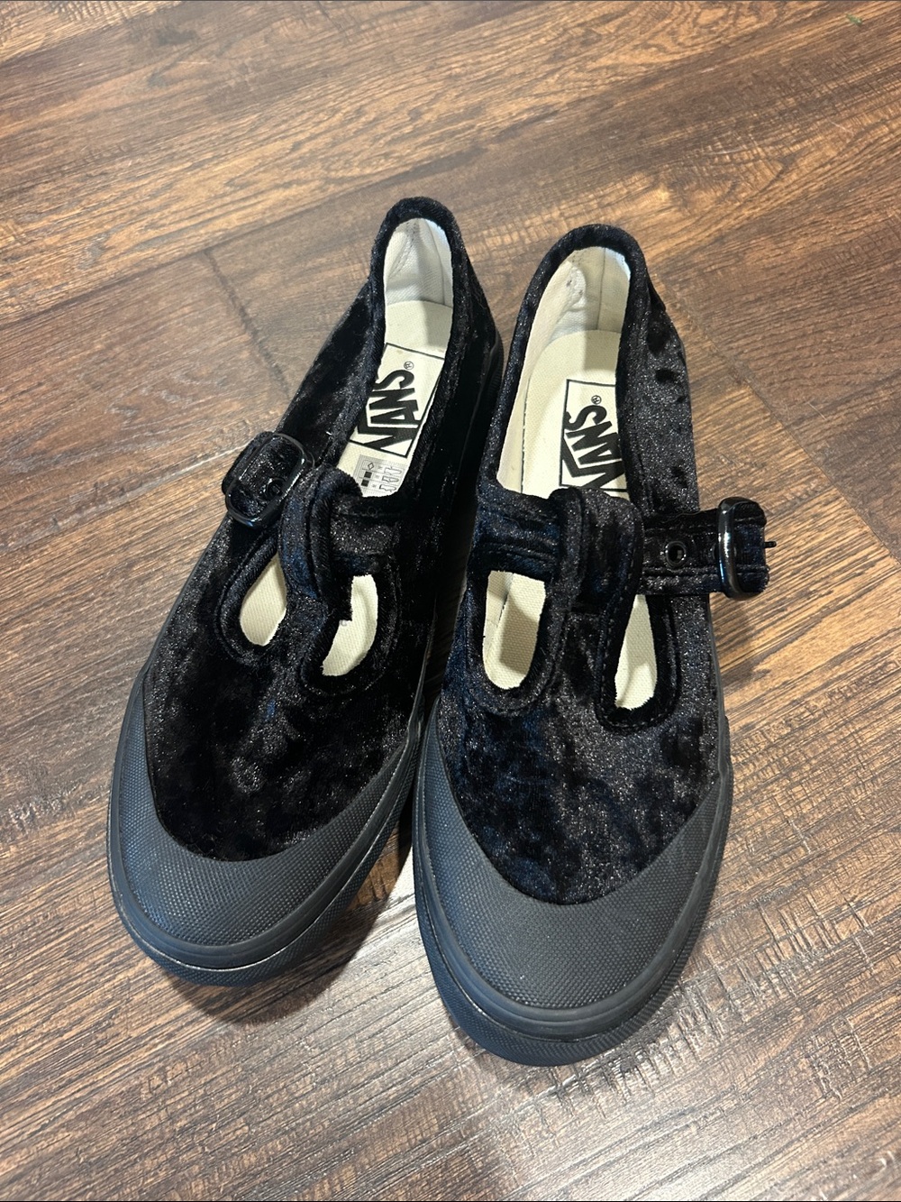 Vans crushed velvet black Mary Jane shoes size 7.5